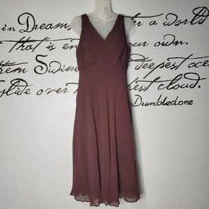 Anne Klein Brown Silk Chiffon Cocktail Party Dress, 14